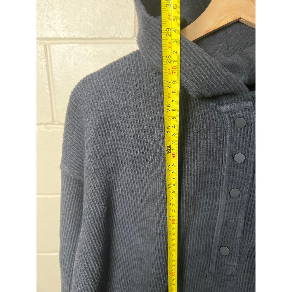 Aerie Small 100% Cotton Black Ribbed Hoodie Women's - Picture 3 of 7